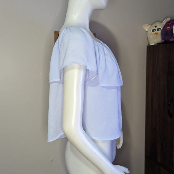Forever 21 Baby Blue On/Off Shoulder Top S EUC - Picture 3 of 5